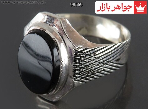 انگشتر نقره عقیق سیاه مردانه [چهارده معصوم] - 98559